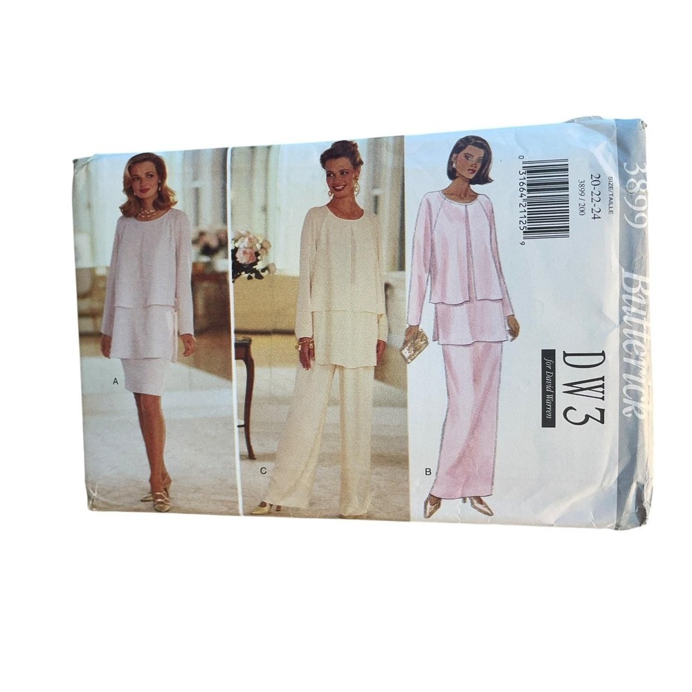 Butterick 3899 Misses Top Skirt Pants‎ Sewing Pattern Size 20-24